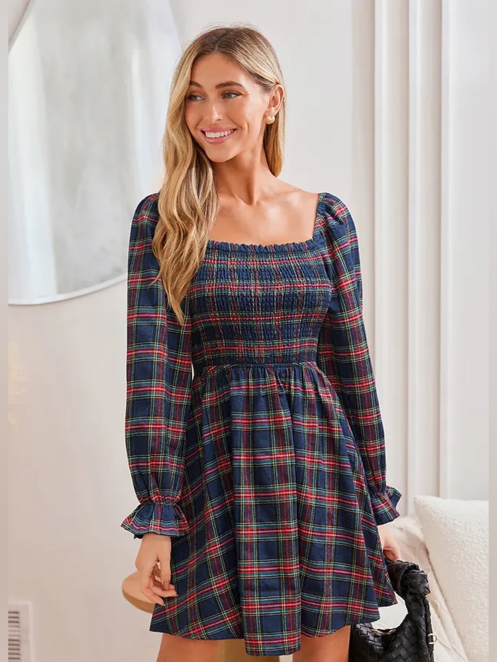 Cupshe Heritage Hues Plaid Mini Dress | Size Large